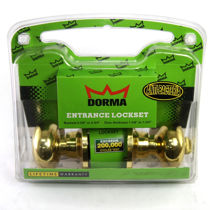 Dorma Entrance Tubular Knob Lockset TA1 Olfen Finishes US3 Standard Polished Brass